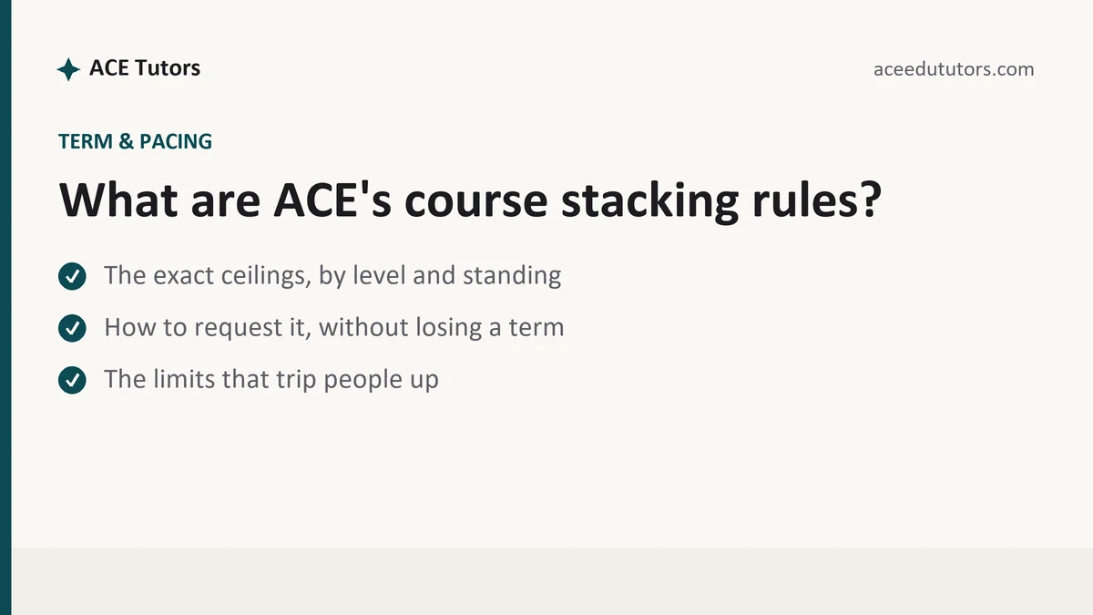 What are ACE's course stacking rules?, a ACE student guide, from ACE Tutors