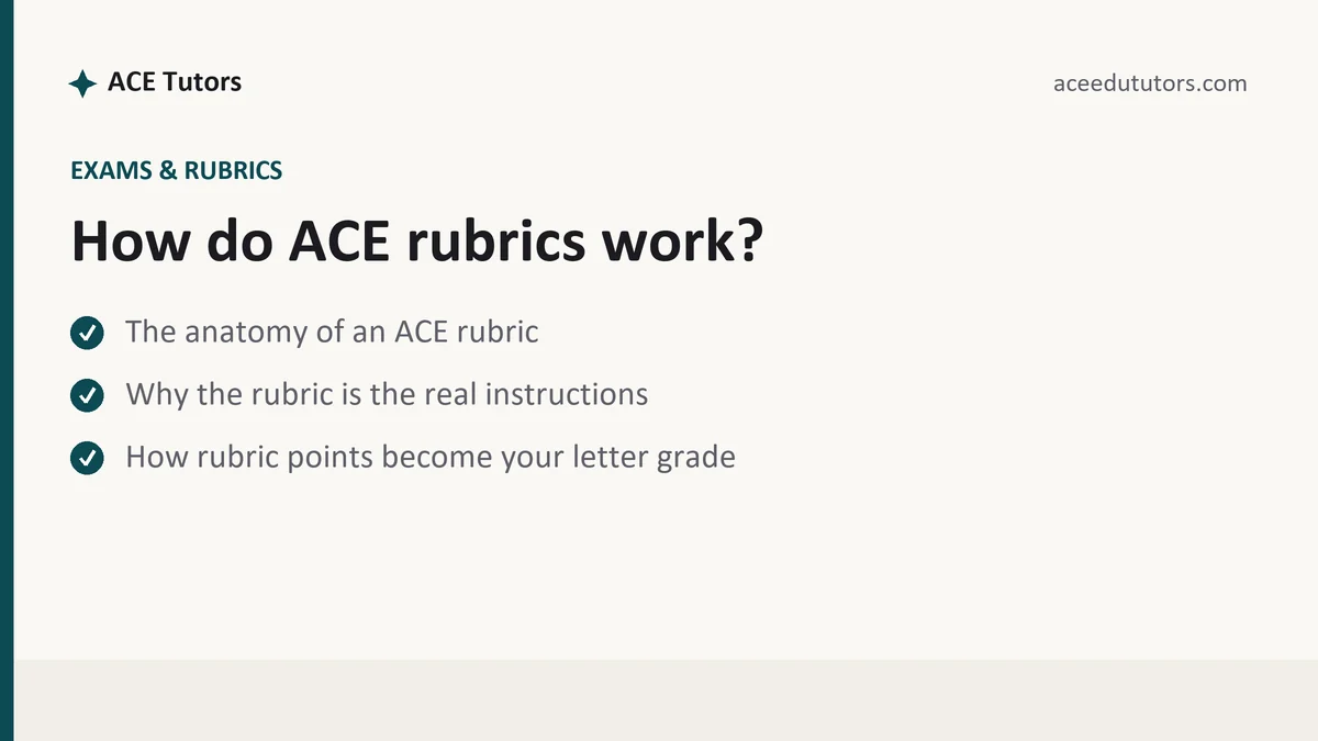 How do ACE rubrics work?, a ACE student guide, from ACE Tutors
