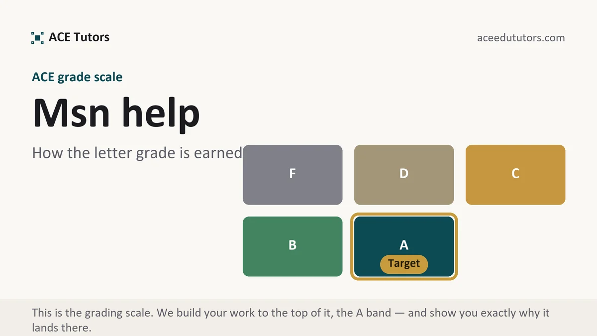 Msn help at ACE, the grading standard every deliverable is built to, from ACE Tutors